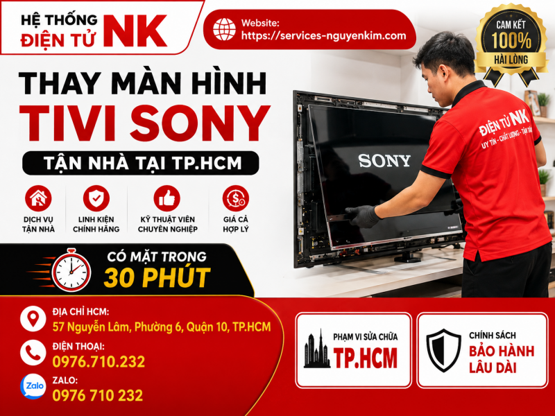 Dịch vụ sửa tivi tận nhà tại Thay màn hình tivi Sony tận nhà tại TPHCM | Điện tử NK - Gọi là có mặt