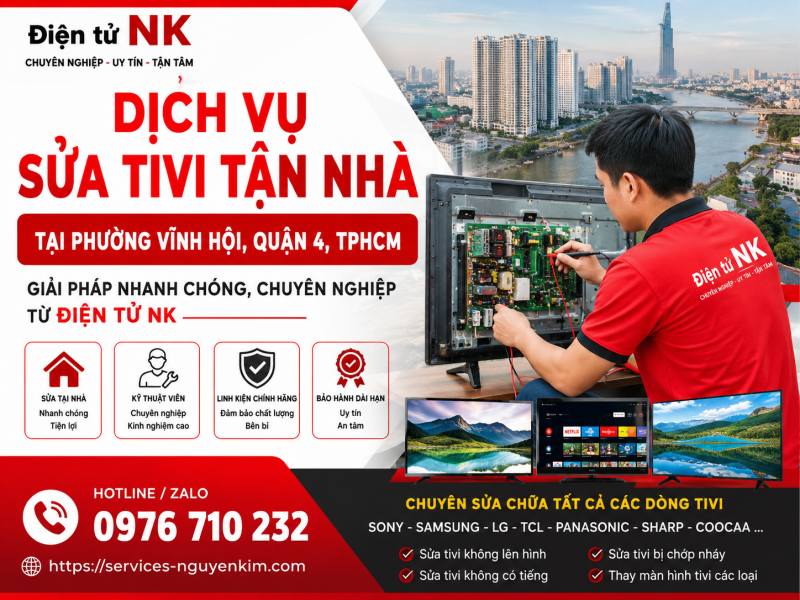 Dịch vụ sửa tivi tận nhà tại Phường Vĩnh Hội, quận 4, TPHCM