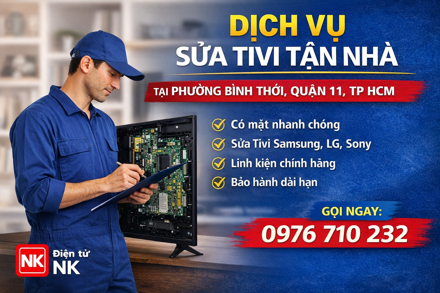 Dịch vụ sửa tivi tận nhà tại Phường Bình Thới, Quận 11 | Điện tử NK