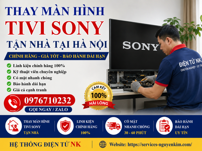 Thay Màn Hình Tivi Sony Tận Nhà Tại Hà Nội | Điện Tử NK - Chính Hãng, Giá Tốt, Bảo Hành Dài Hạn