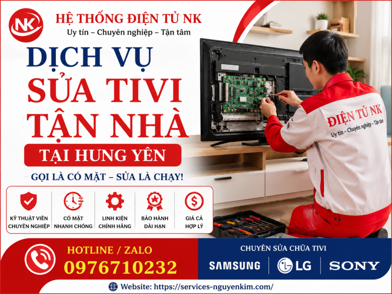 Dịch vụ sửa tivi tận nhà tại Hưng Yên | Điện tử NK